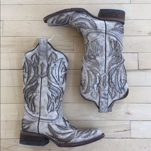Corral taupe brown western cowgirl cutout boots