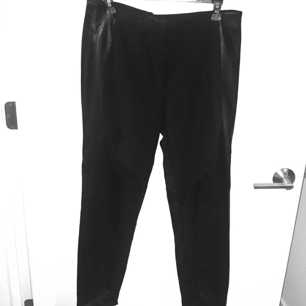 Zara Black leather and fabric pants