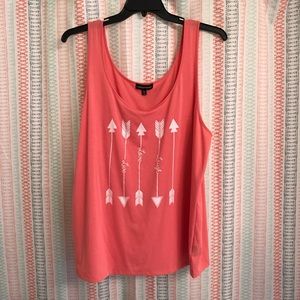 NWOT Inspired Hearts Coral Arrow Print Tank -3X