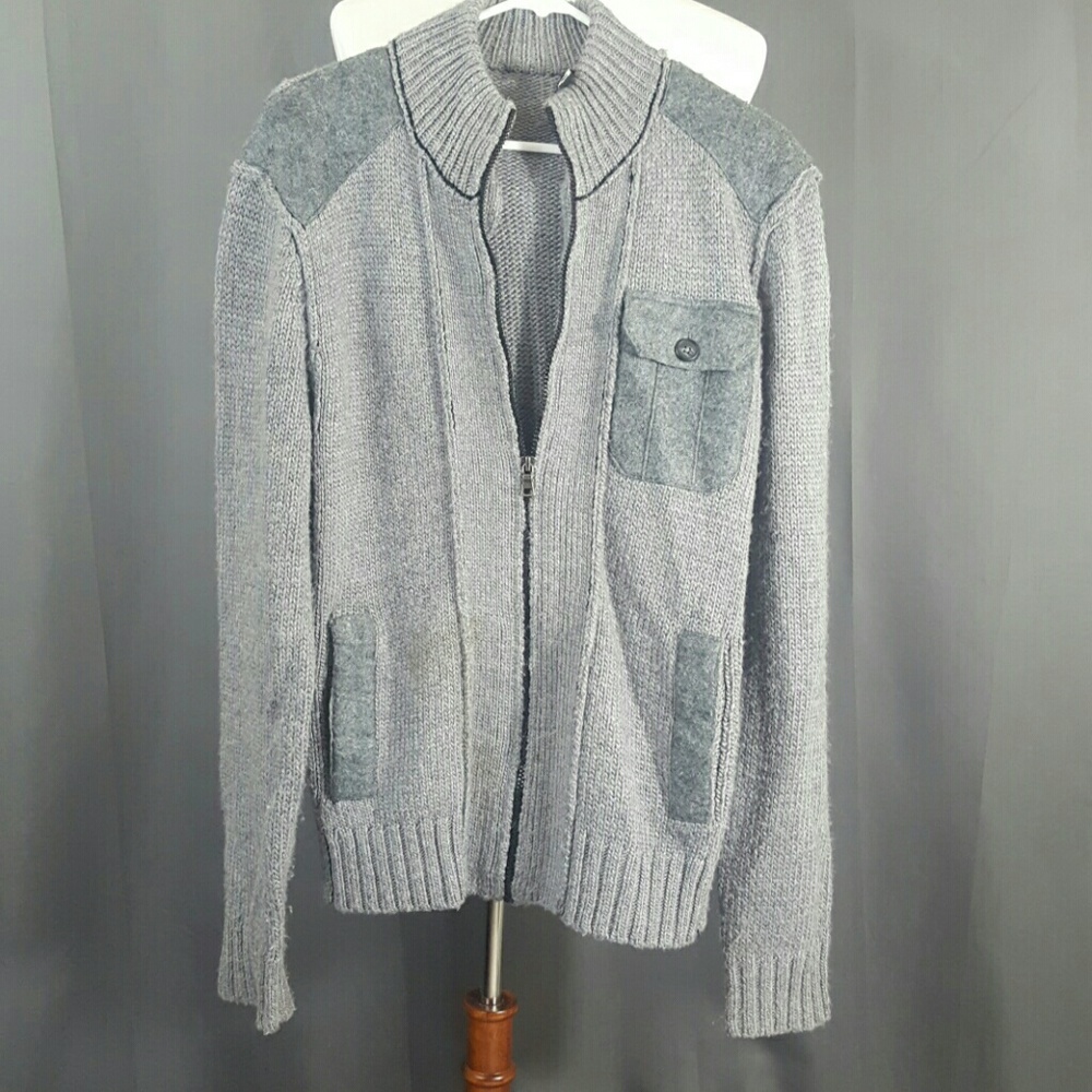INC - GORGEOUS MENS KNIT ZIP-DOWN SWEATER