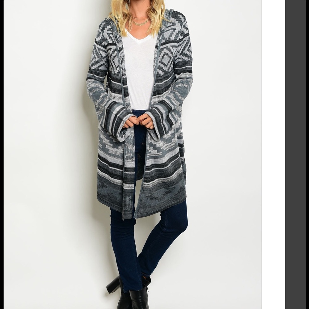 Hooded Knit Cardigan Sweater - Picture 2 of 6