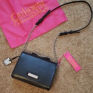Black & Silver Shoulder or Clutch & pink tote bag