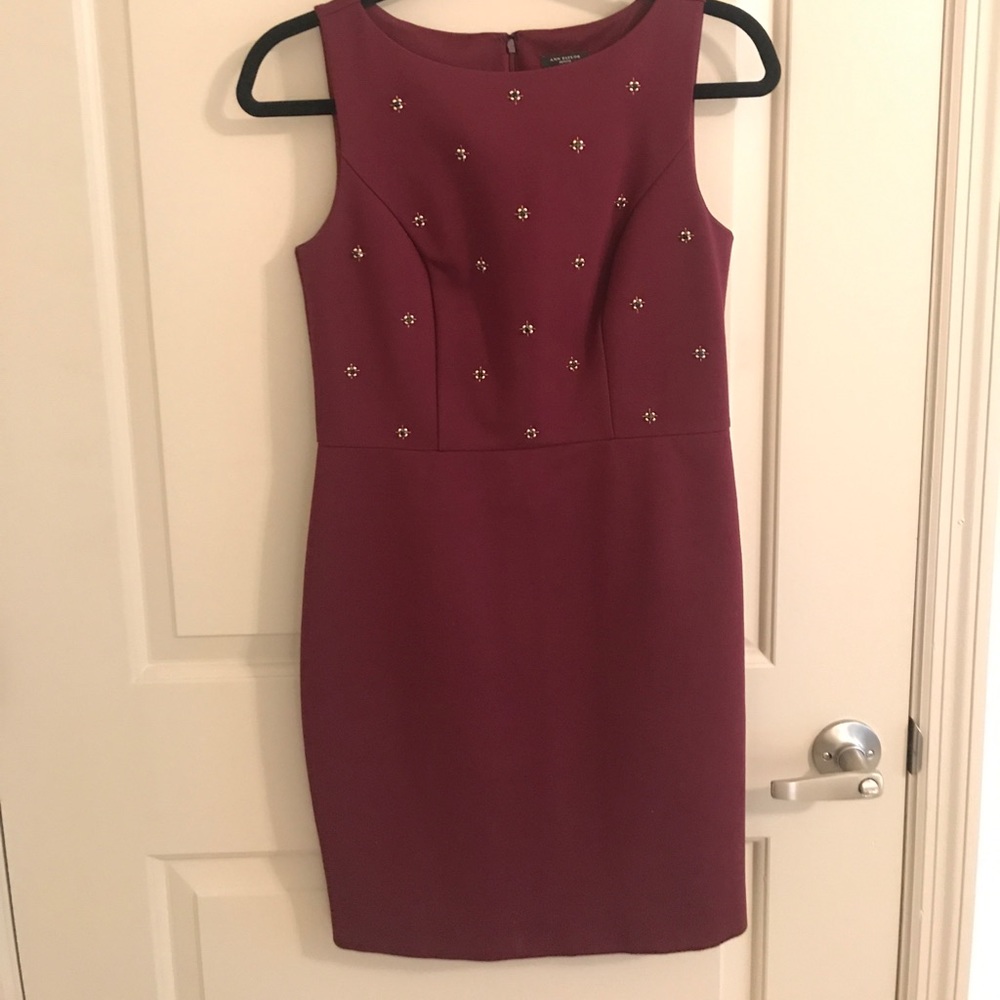 Ann Taylor Beaded Maroon Dress