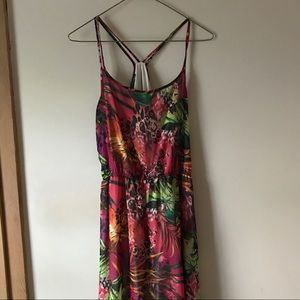 Hawaiian themed high/low dress.
