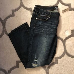 American Eagle Dark Destructed skinny jeans
