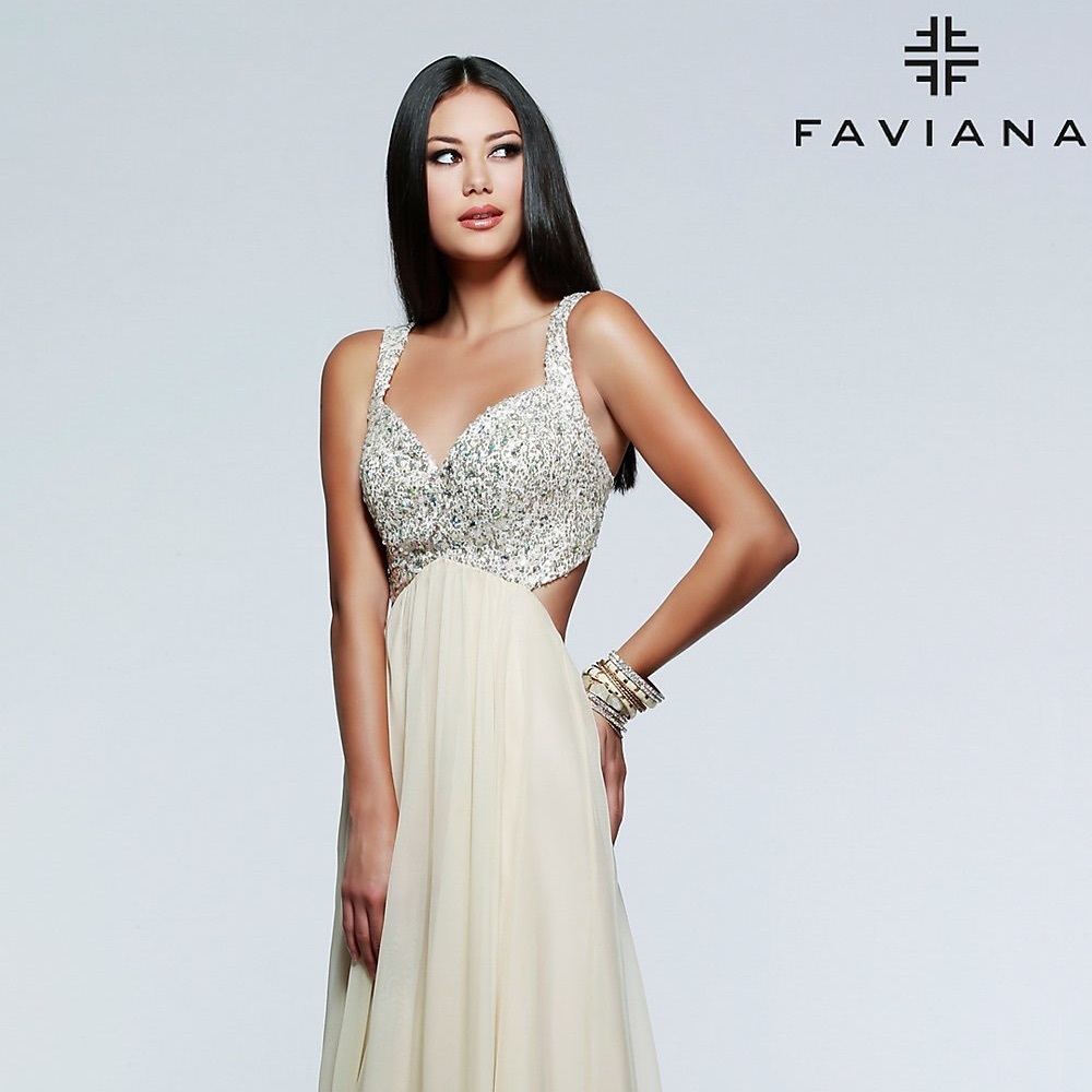 Long Open Back Sweetheart Gown by Faviana