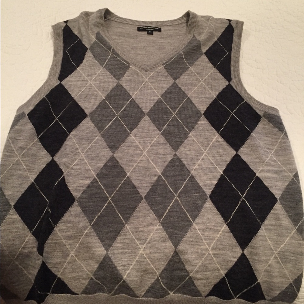 Men's express Merino wool plaid sweater vest