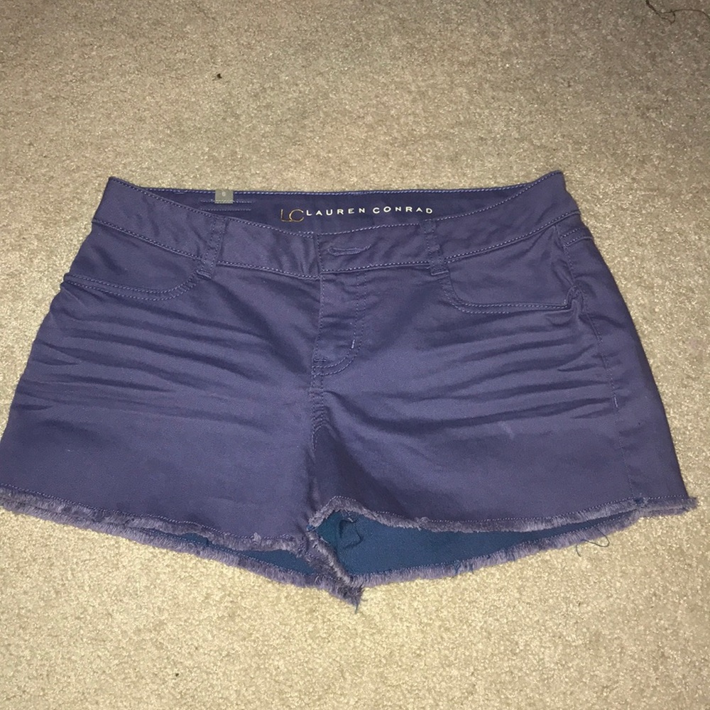 Purple denim shorts