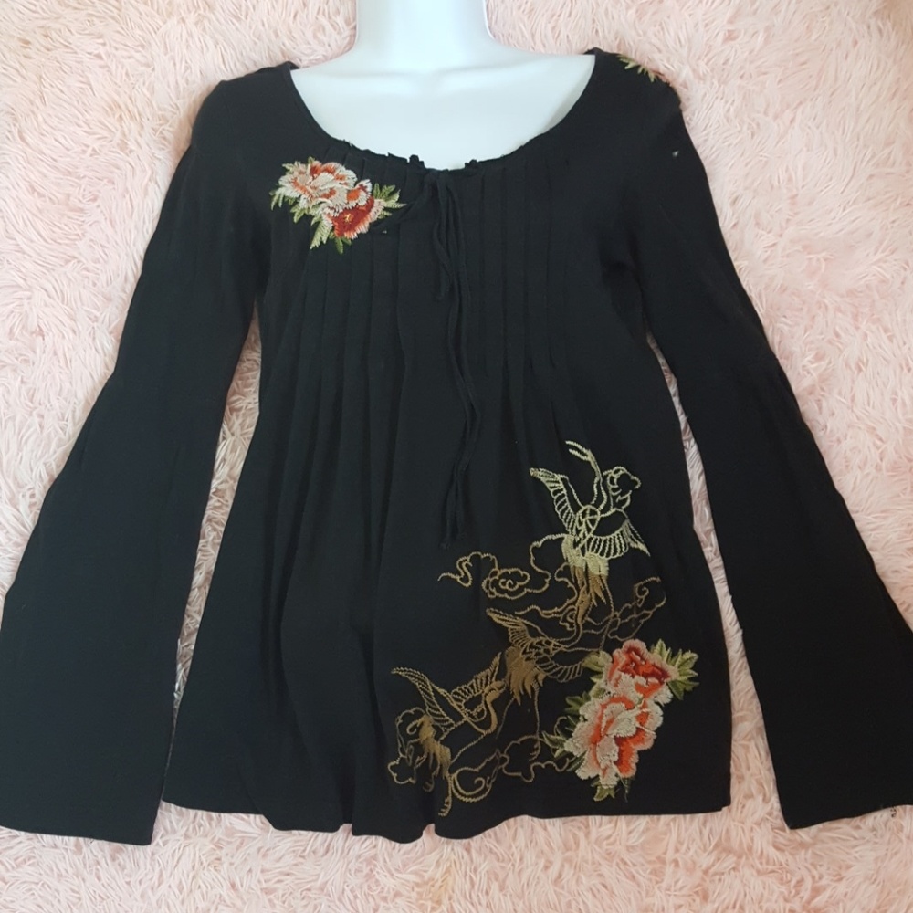 SOLD embroidered Bell Sleeve Tunic