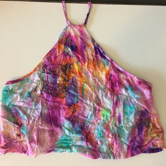 NWOT SOMEDAYS LOVIN Printed Halter Crop Top - Picture 3 of 3