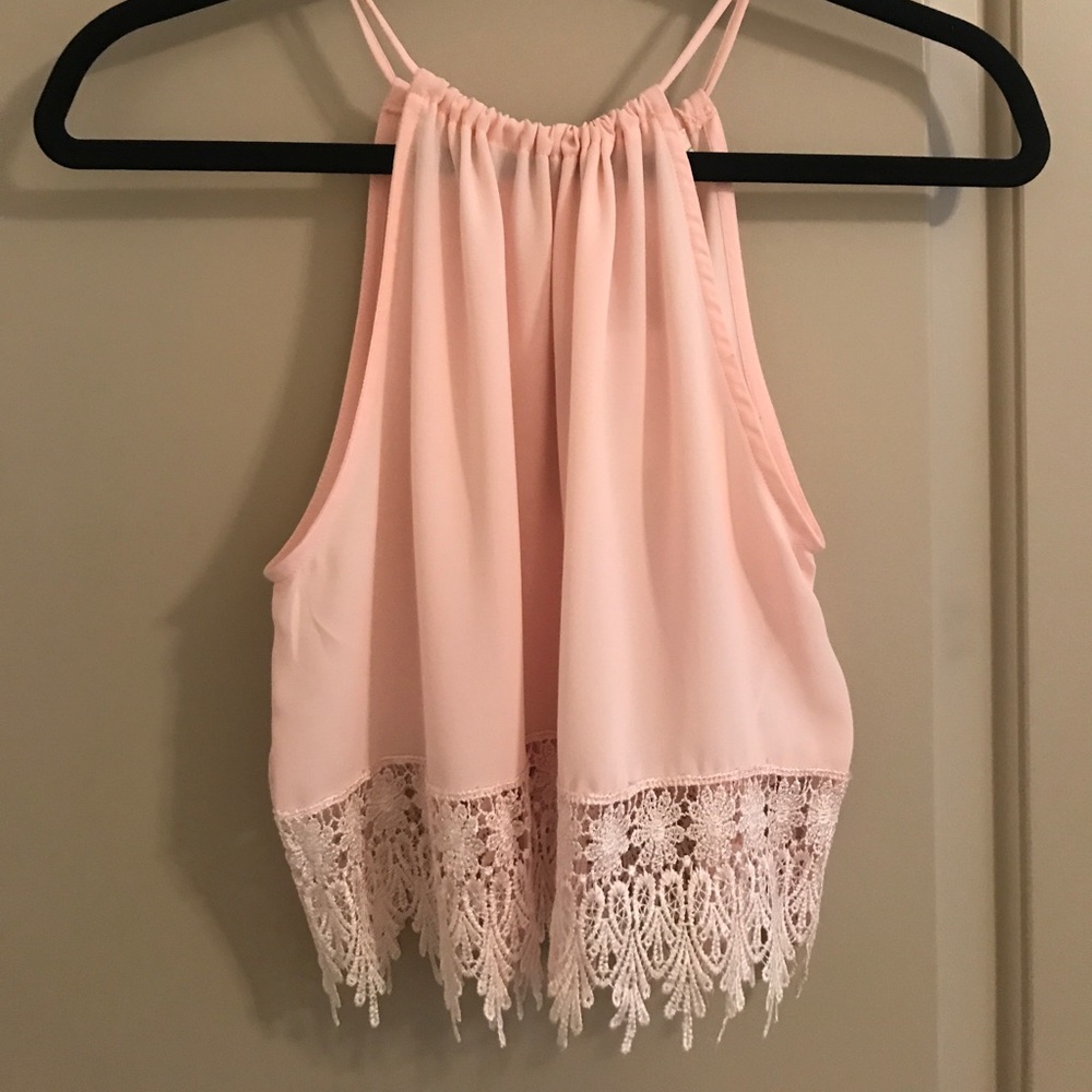 Urban Outfitters Blush Lace Crop Top