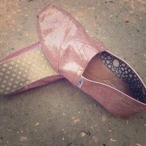 Pink Glitter Toms - Like New