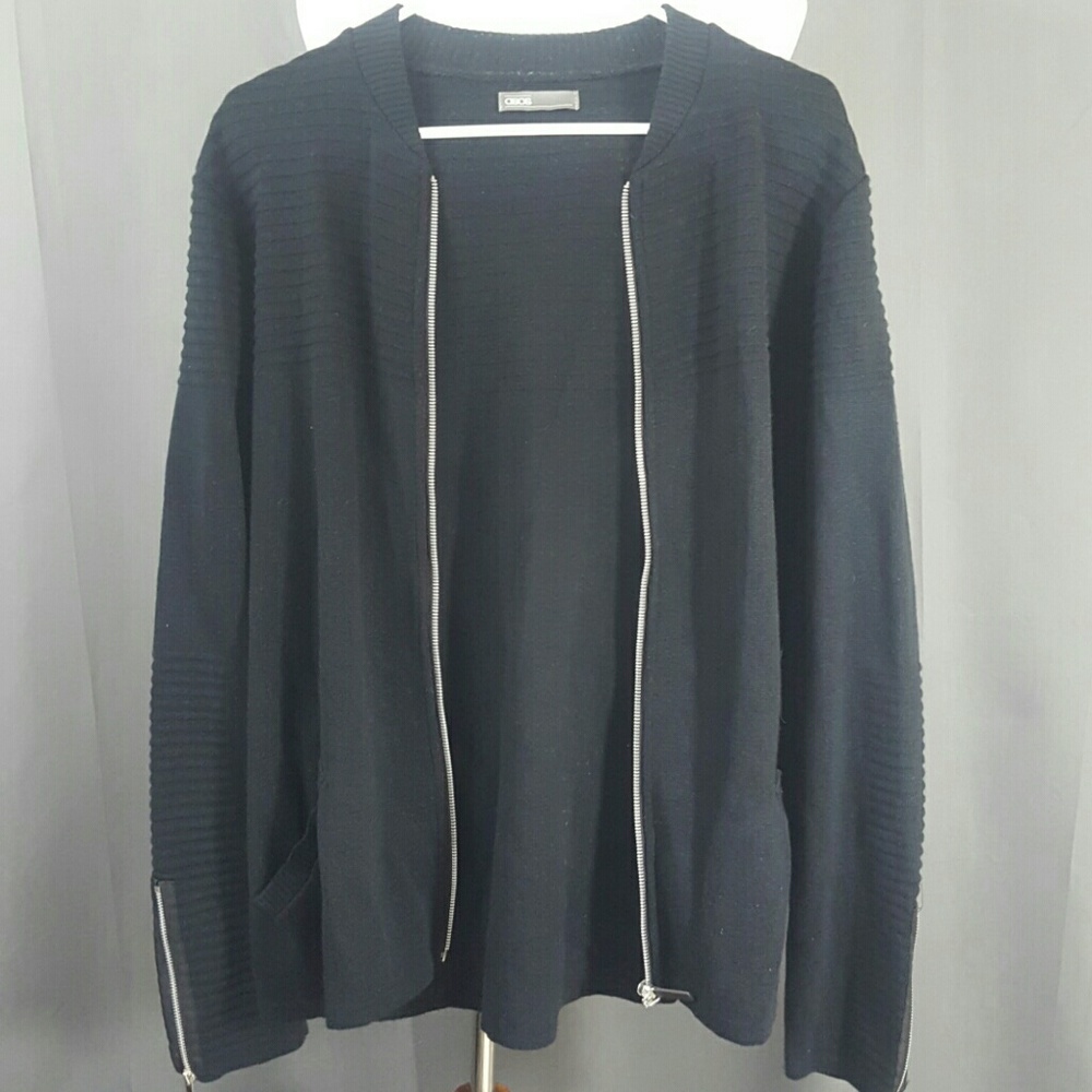 ASOS - MENS BLACK ZIP-DOWN SWEATER