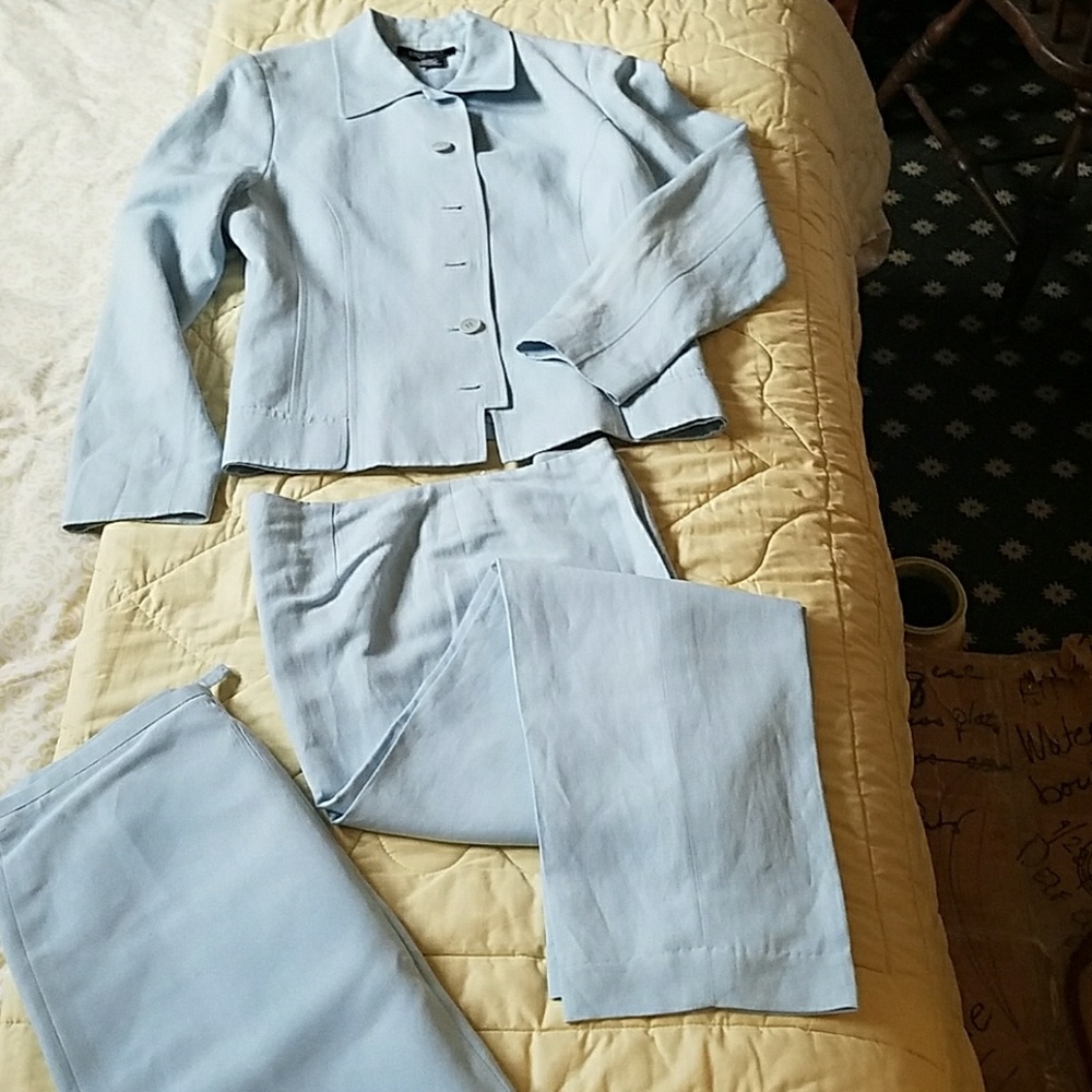 Classic sky blue Etcetera pants and skirt suit