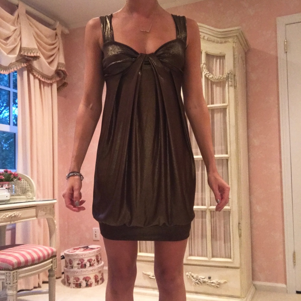 ⚠️SALE⚠️💝Copper Metallic Aqua Bubble Mini Dress