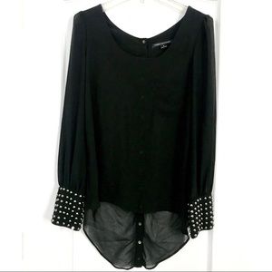 Sheer Black Studded Blouse - NWOT