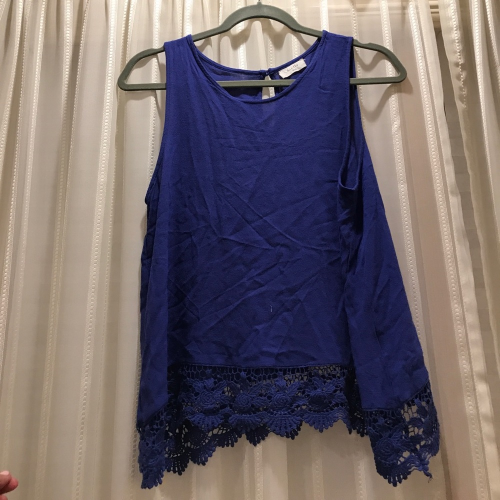 Purple blue silk tank top
