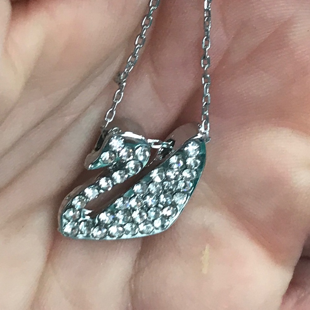 Swan Pendant made with Swarovski Crystals.