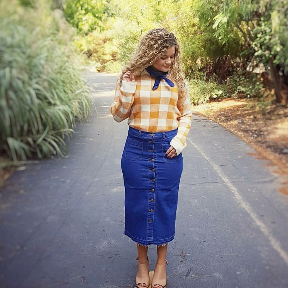Denim button up skirt