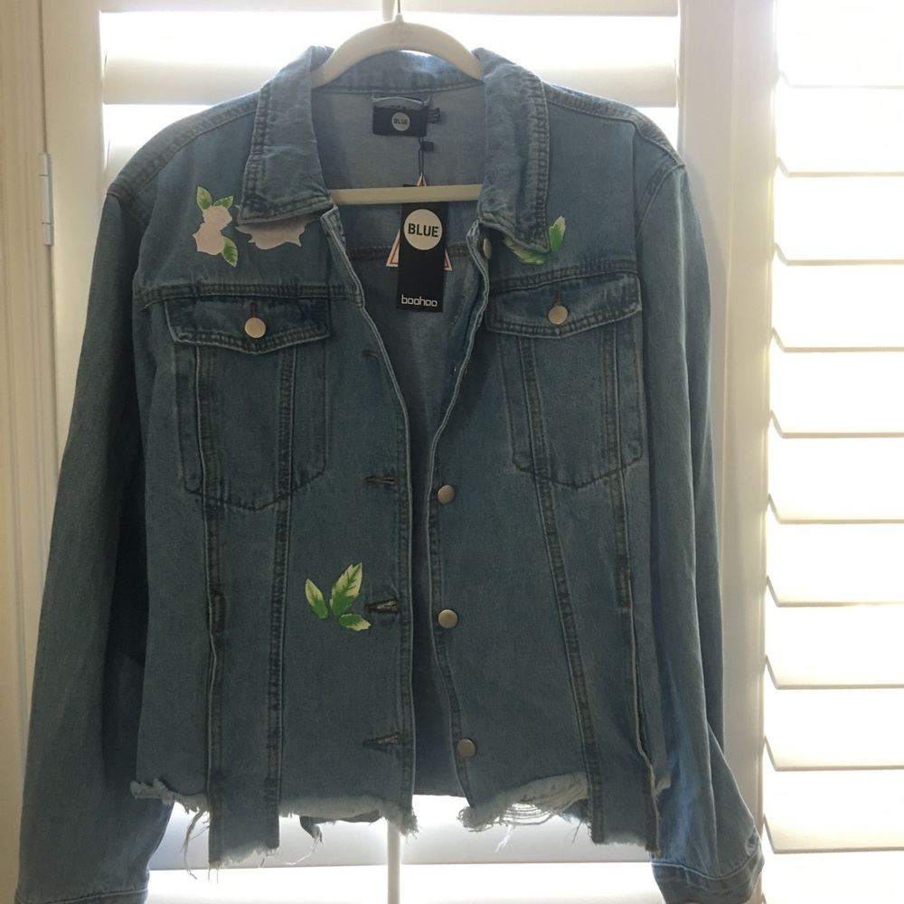 Floral Ribbed Denim Jacket - Picture 4 of 6