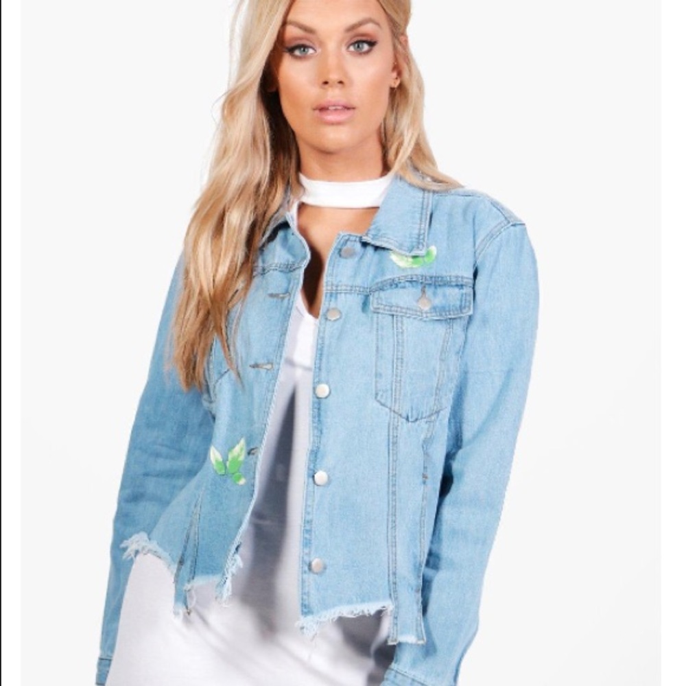 Floral Ribbed Denim Jacket