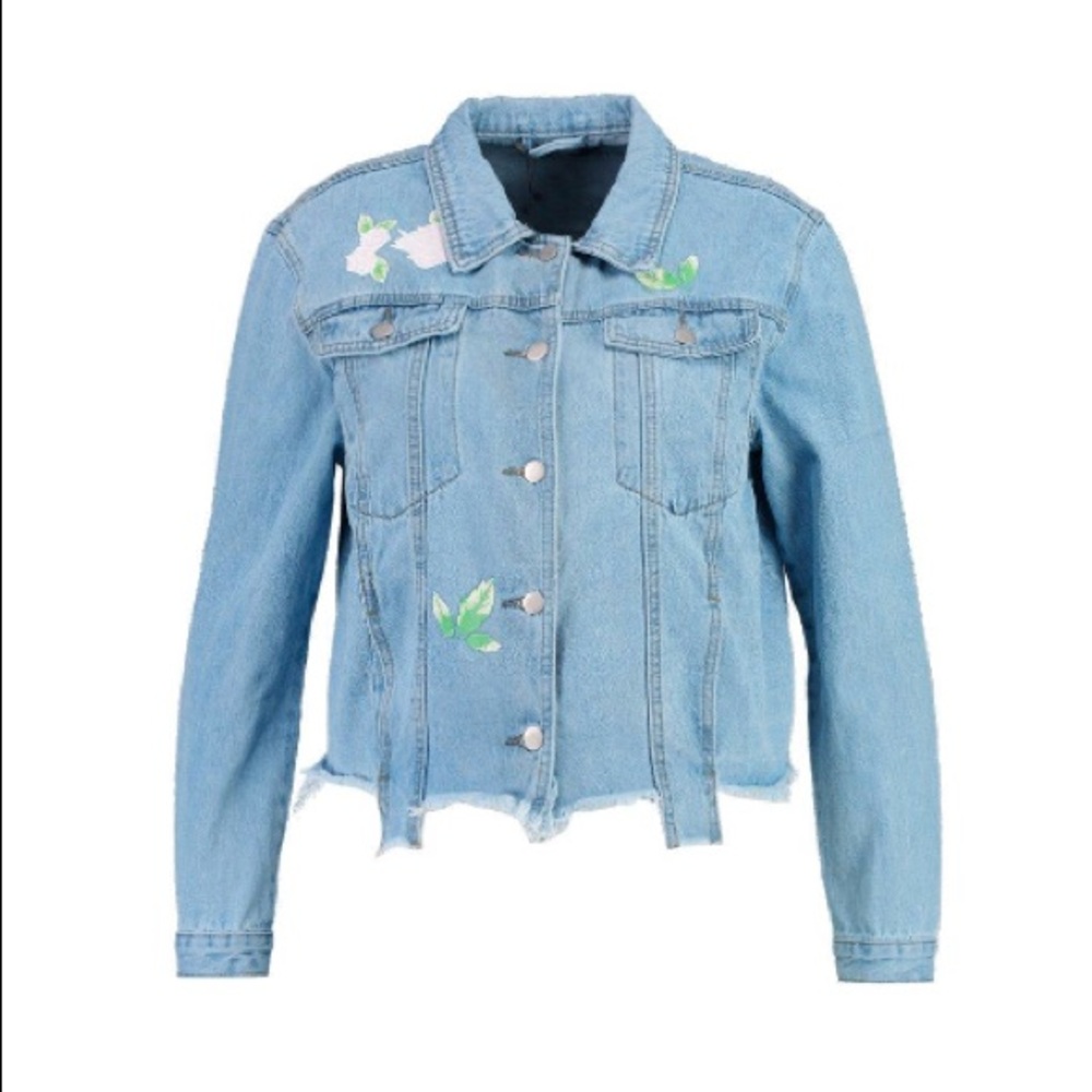 Floral Ribbed Denim Jacket - Picture 3 of 6