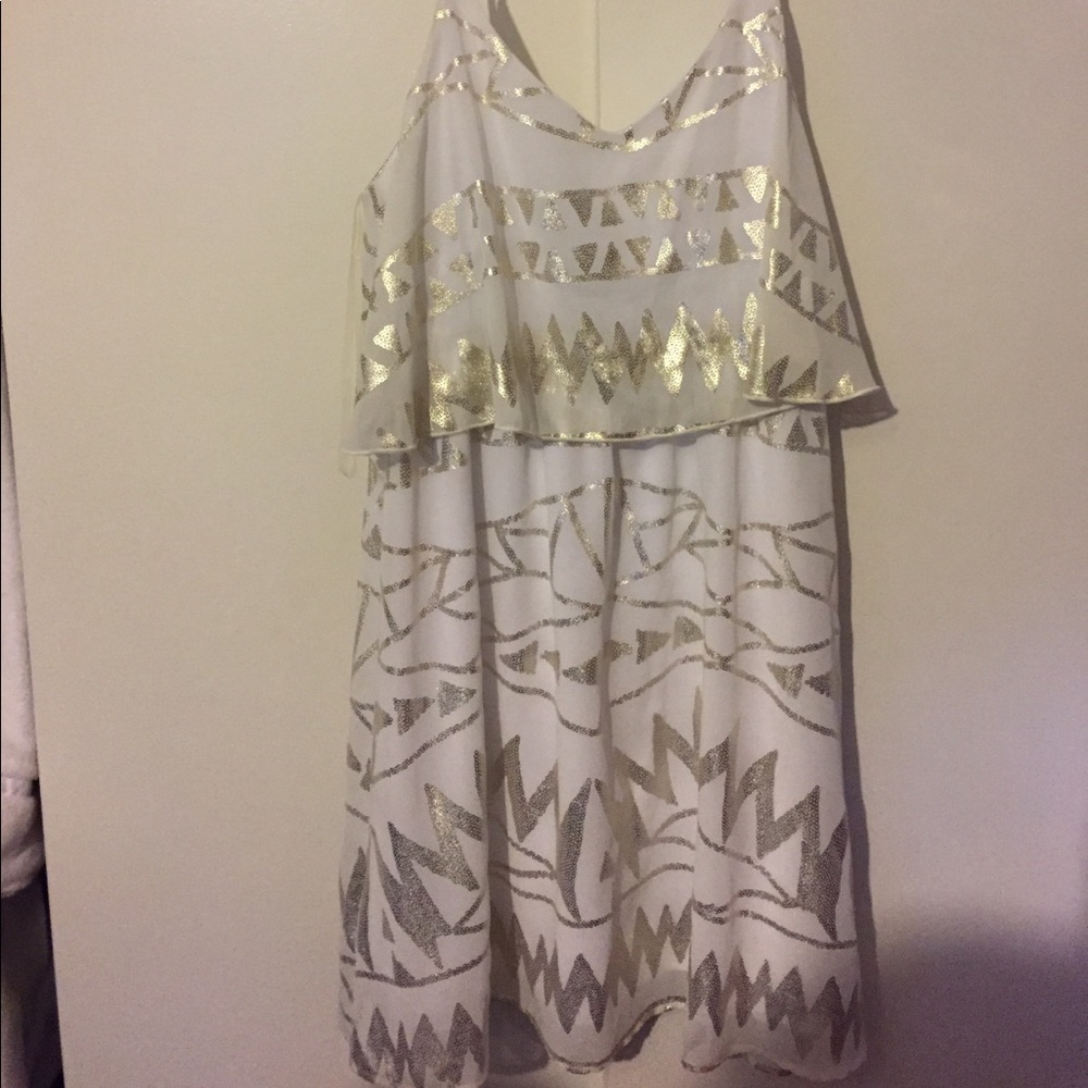 Francesca's gold and white dress