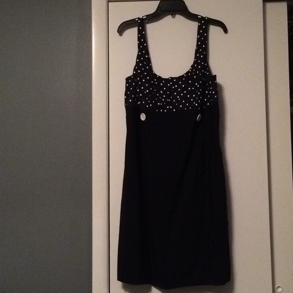 Blue with white polka dots sleeveless dress - Picture 1 of 5