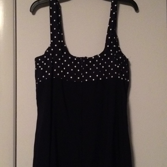 Blue with white polka dots sleeveless dress - Picture 3 of 5