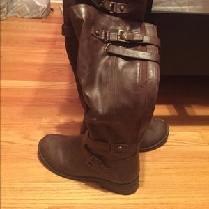 Brown leather boots