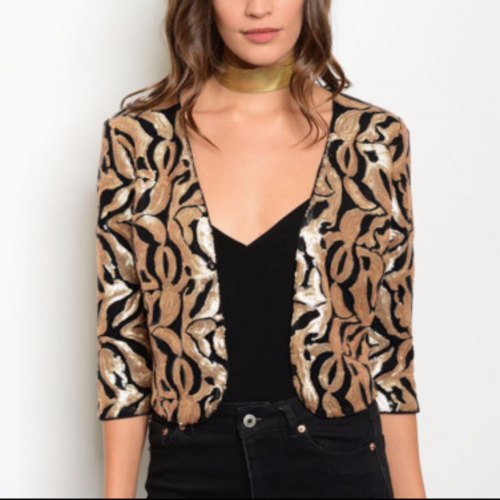 SEQUIN ANIMAL PRINT JACKET - Picture 1 of 2