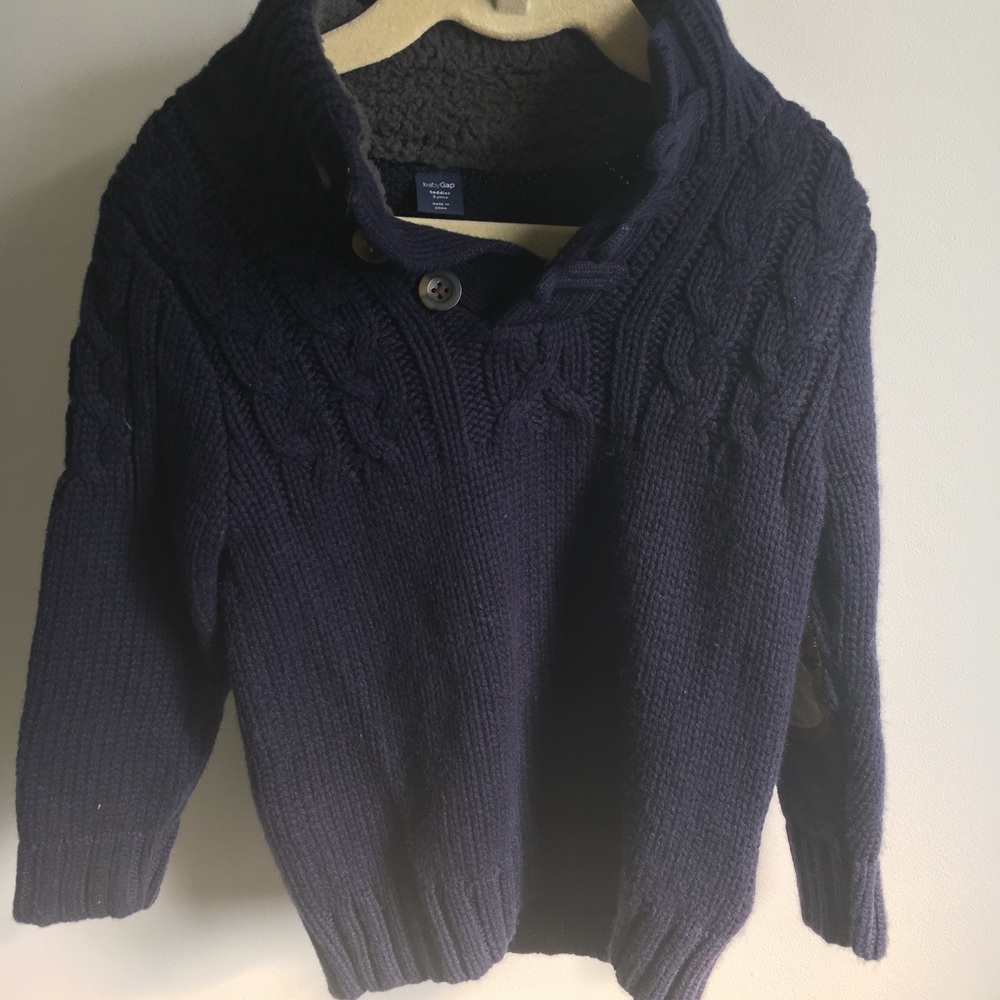 Fleece collar gap sweater