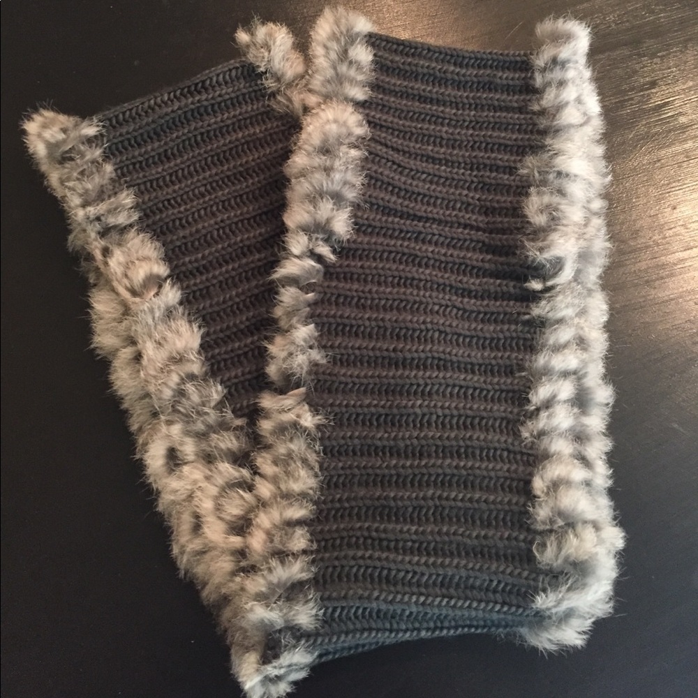 Rabbit Fur Trim Infinity Scarf