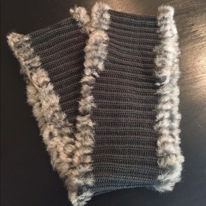 Rabbit Fur Trim Infinity Scarf