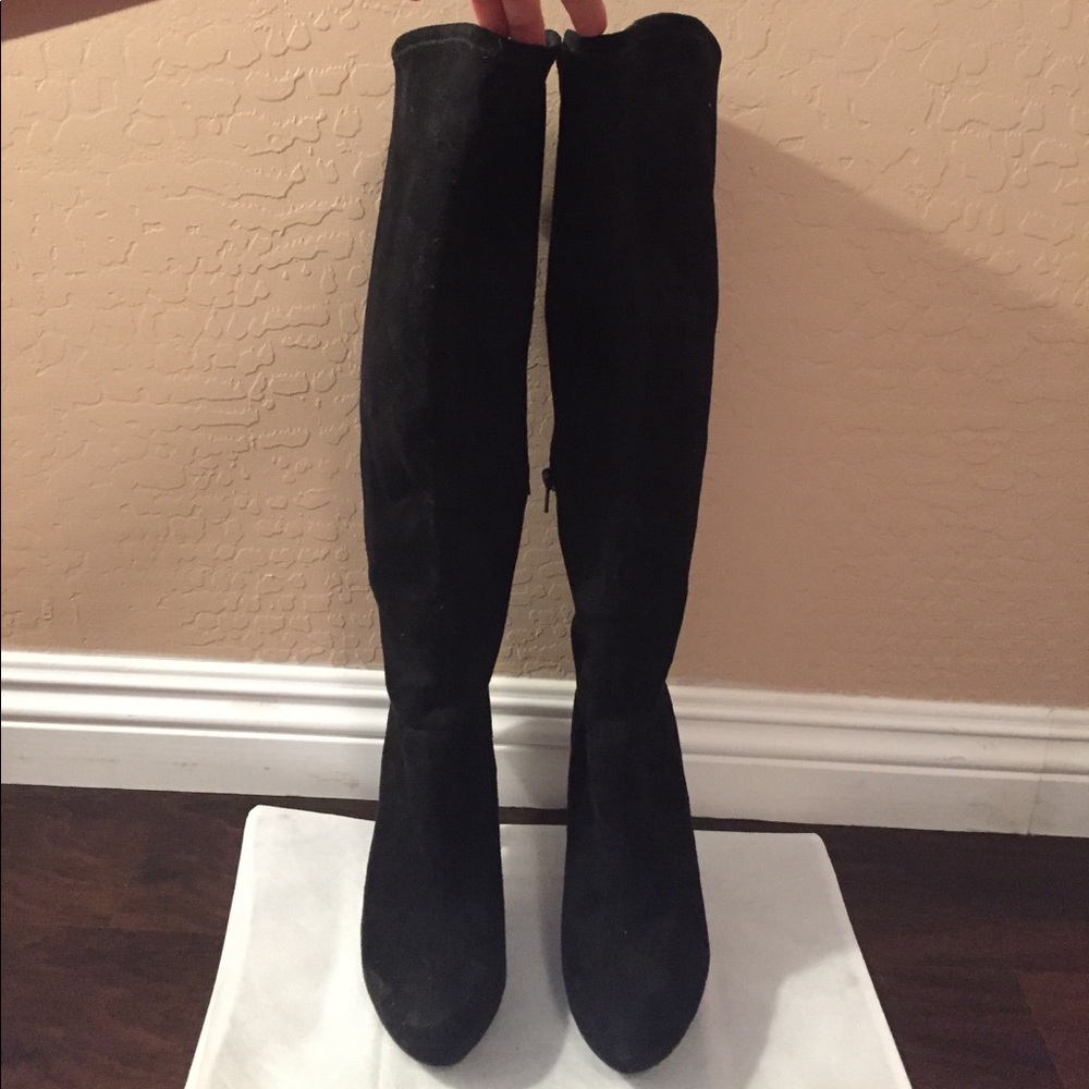 Black Suede Guess Knee High Boots