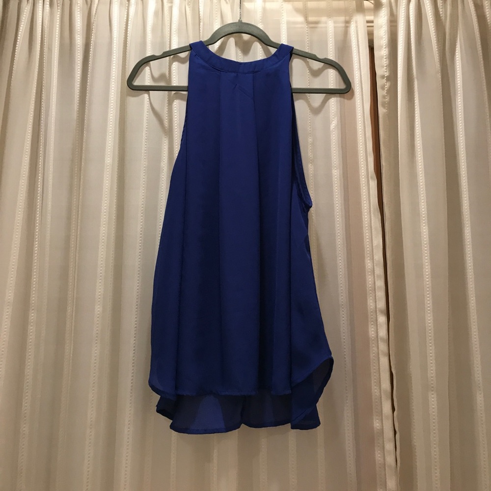 Blue high neck tank top blouse