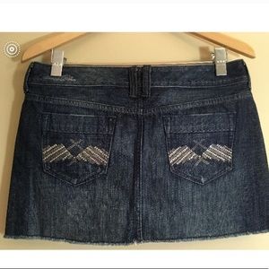 Jean skirt w/crystals on back pockets