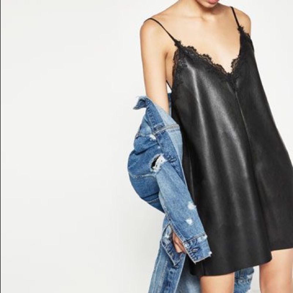 🔥SALE🔥 Zara vegan leather slip dress.