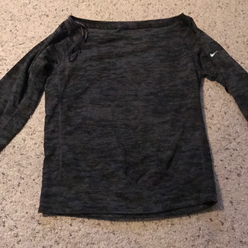 Nike XS Boat Neck Long Sleeve Tee - Black/Grey NEW