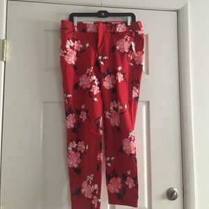 Old Navy red pixie pants flowers 12 nwt