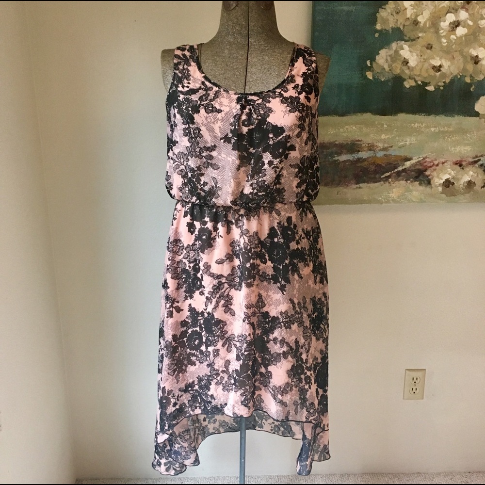 High/Low Lace Print Dress