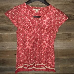 Banana Republic Red & Cream Blouse