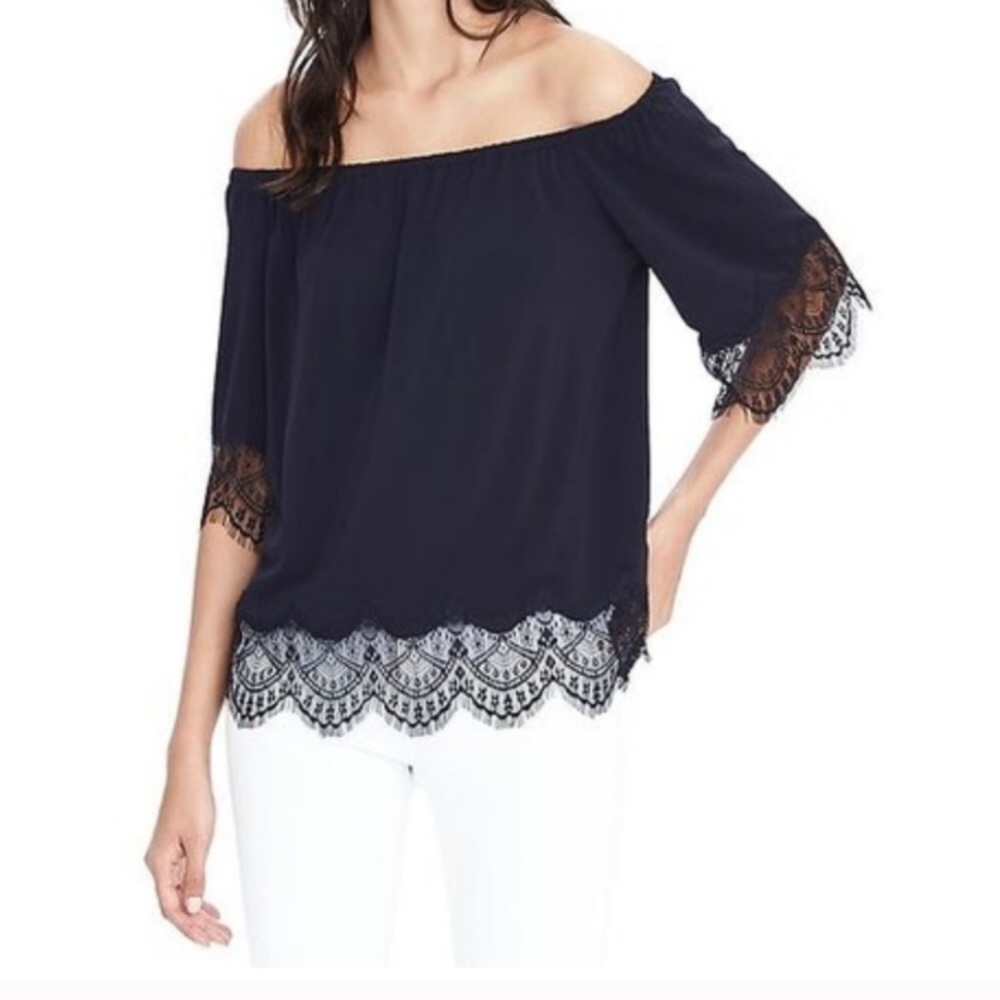 Banana Republic Lace Trim Blouse XS