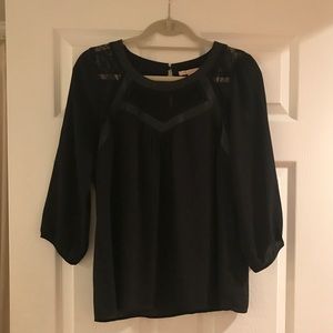 Leather and lace black blouse by Skies Are Blue