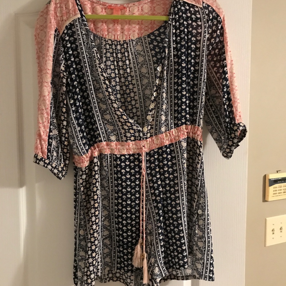 Pink and blue romper