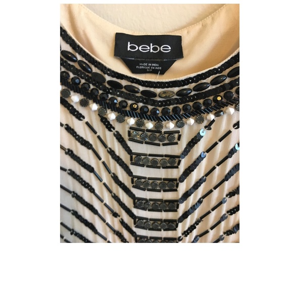 NWT Bebe Gold Hand-Embellished Leather Fringe Dres - Picture 3 of 8