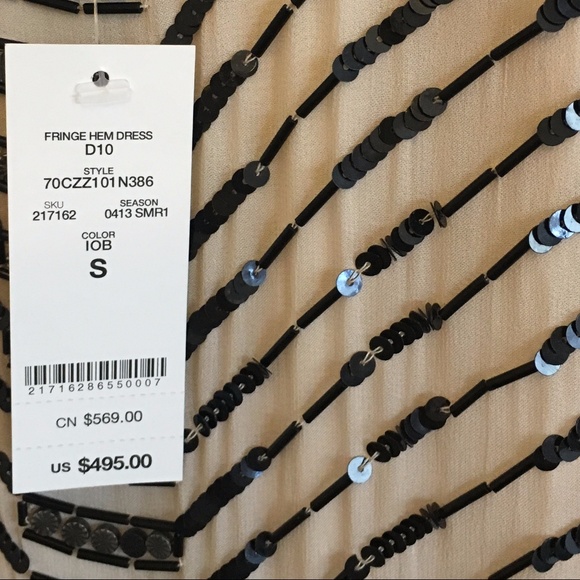 NWT Bebe Gold Hand-Embellished Leather Fringe Dres - Picture 8 of 8