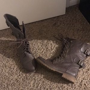 Brown combat boots