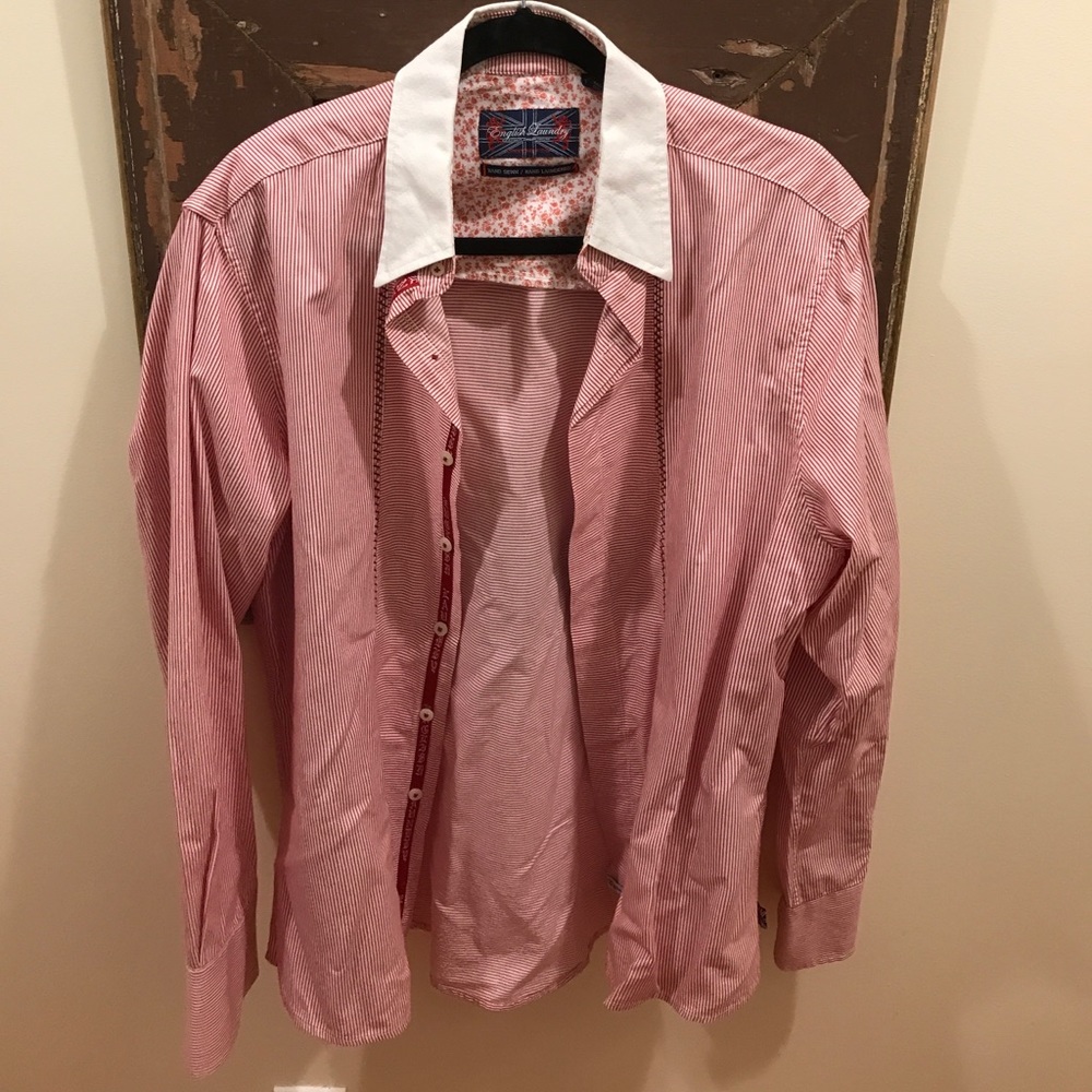 Red and white men's button down