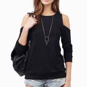 Tobi Black Cold Shoulder Sweater